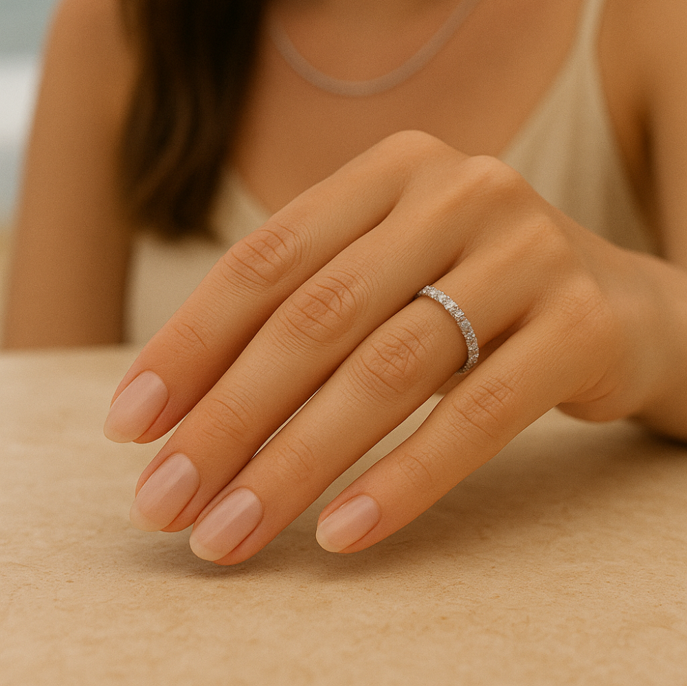Sparkl365 Moissanite™ MARIS HALF Eternity Band [18K White Gold over Silver S925] - Image 2