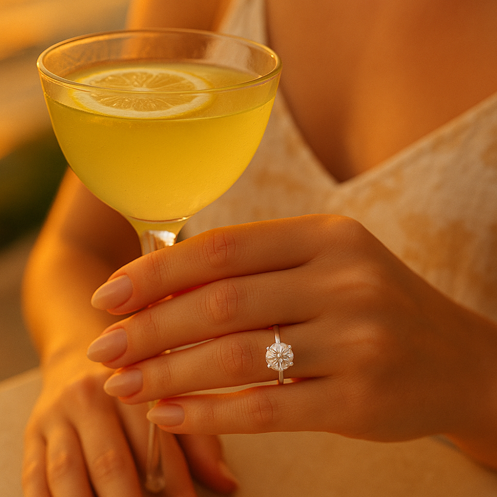 Sparkl365 Moissanite™ FLEURIS Solitaire Ring [18k White Gold over Silver S925] - Image 5
