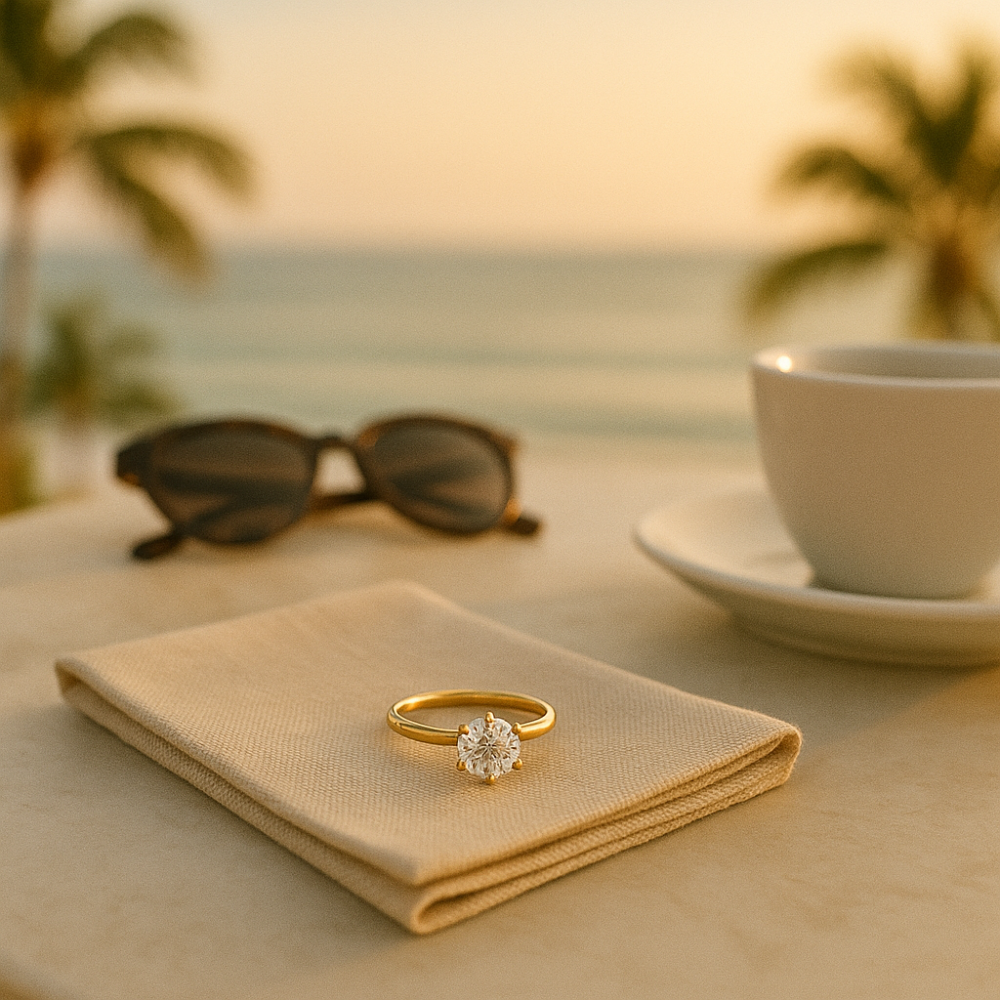 Sparkl365 Moissanite™ FLEURIS Solitaire Ring [18K Gold over Silver S925] - Image 4