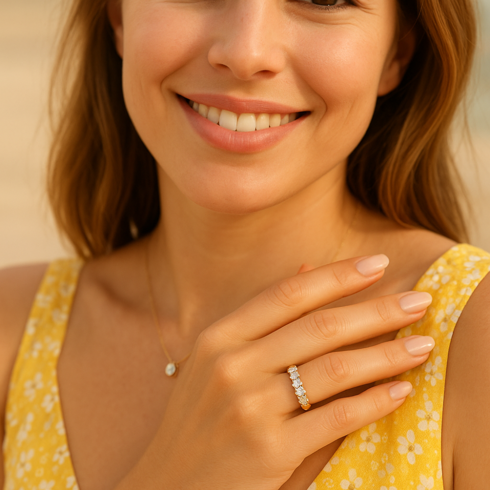 Sparkl365 Moissanite 5 Etoiles Eternity Band Gold