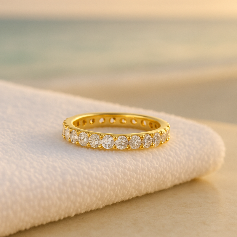 Sparkl365 Moissanite 18K Gold over S925 Silver Eliza Band