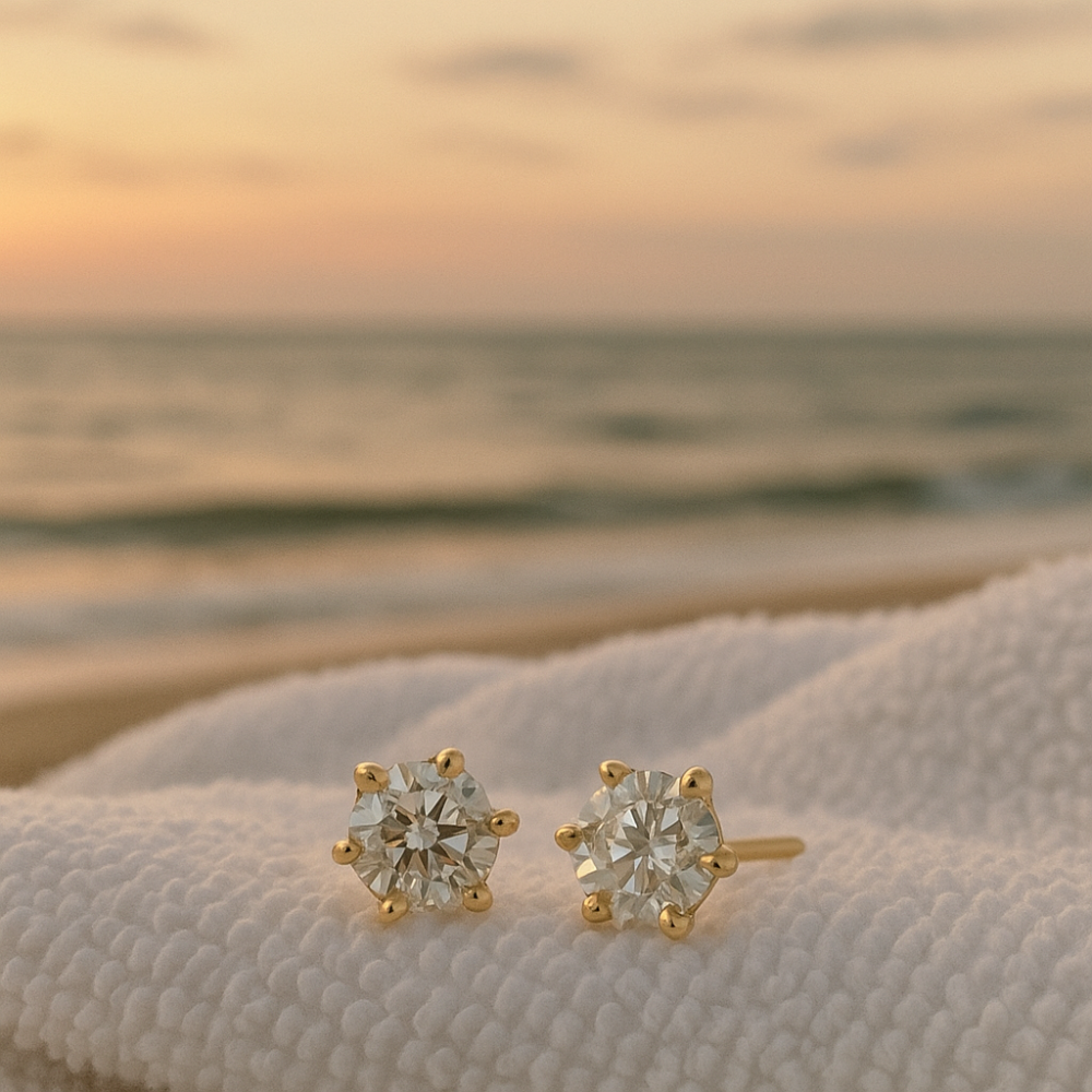 Sparkl365 Moissanite™ CELESTE 6-Claw Stud Earrings [18K Gold over Silver S925] - Image 4