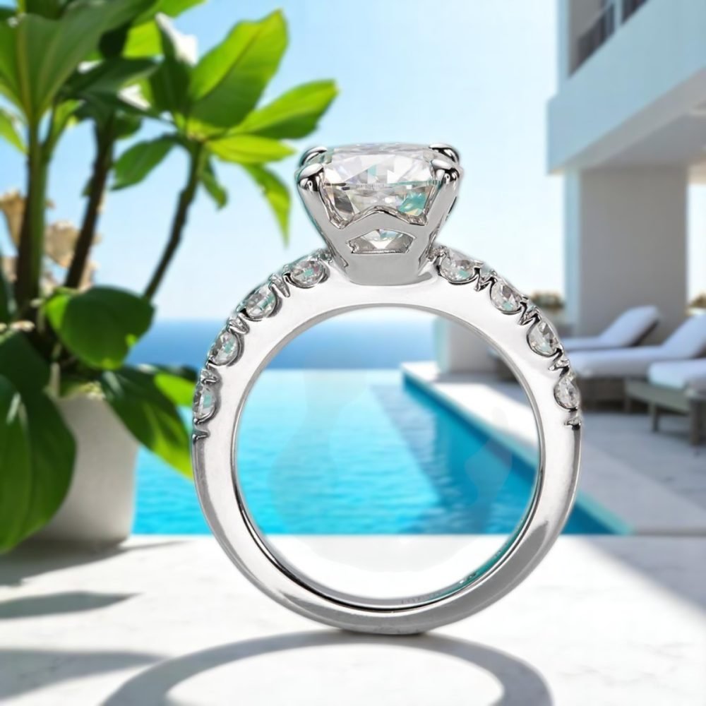 Sparkl365 Moissanite™ RIVIERA Statement Ring [18K White Gold over Silver S925] - Image 4