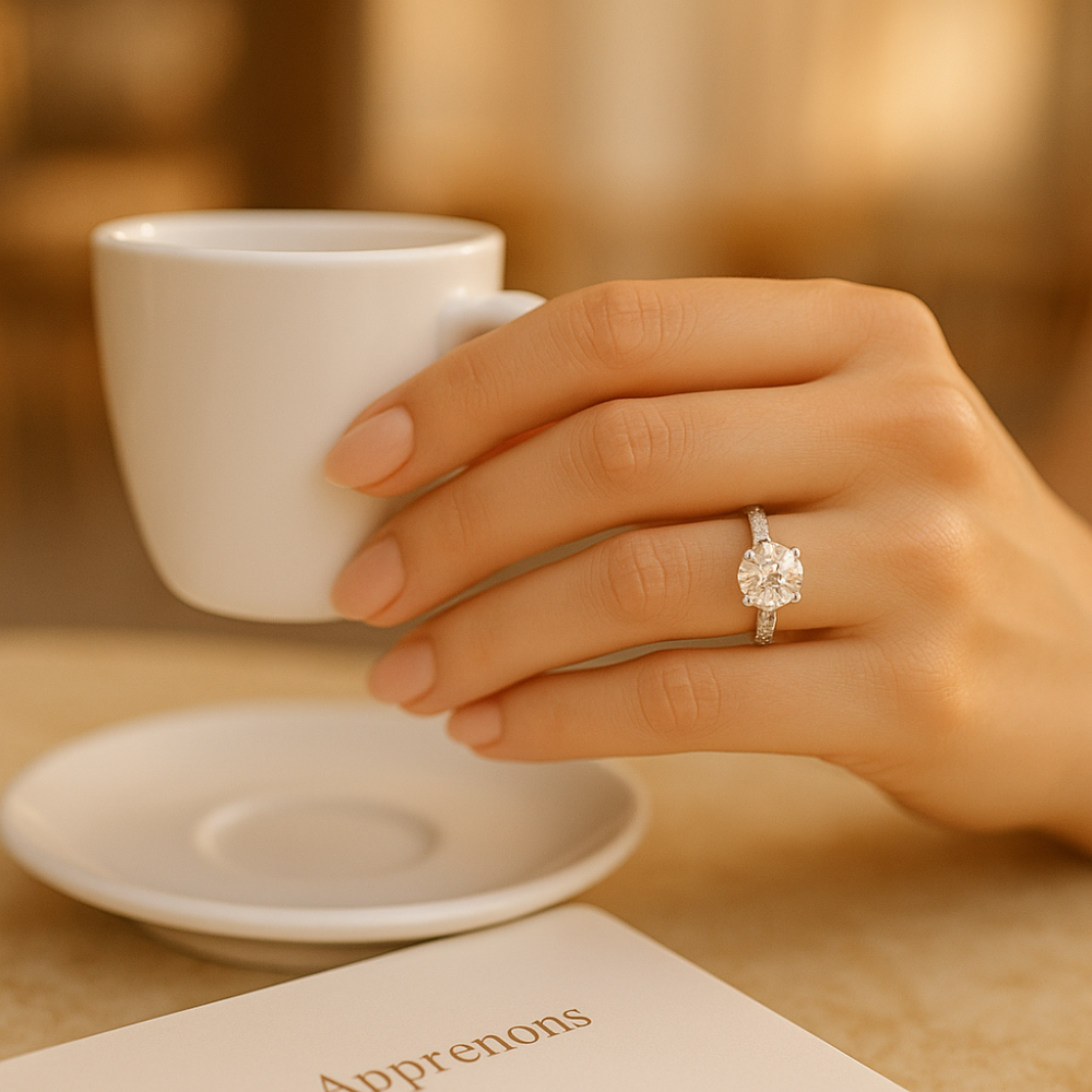 Sparkl365 Moissanite™ RIVIERA Statement Ring [18K White Gold over Silver S925] - Image 3