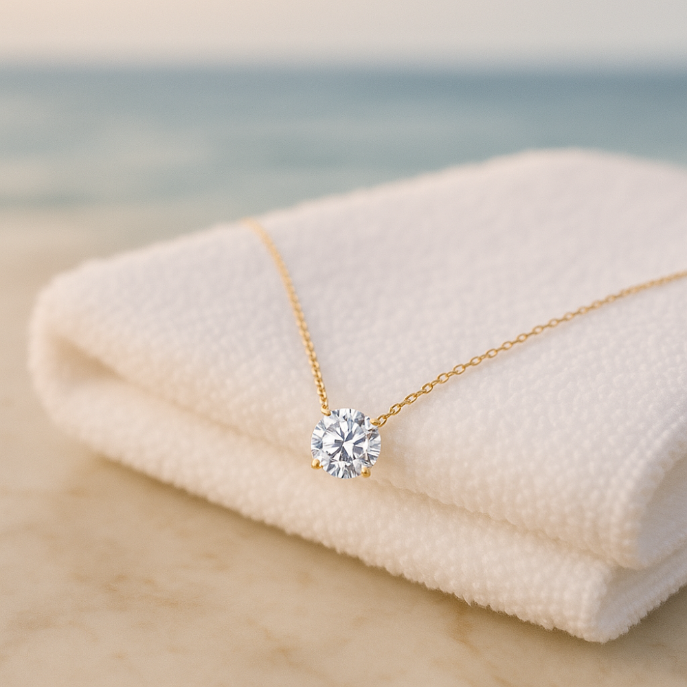 Moissanite pendant necklace in gold by Sparkl365 – CLAIR de LUNE