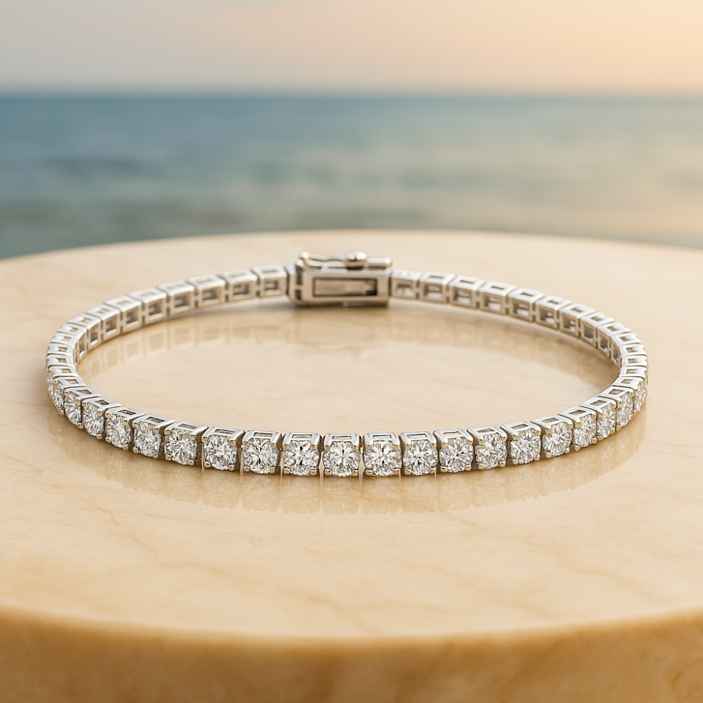 Sparkl365 Moissanite Costa Blanca Bracelet 18K White Gold in S925 Silver