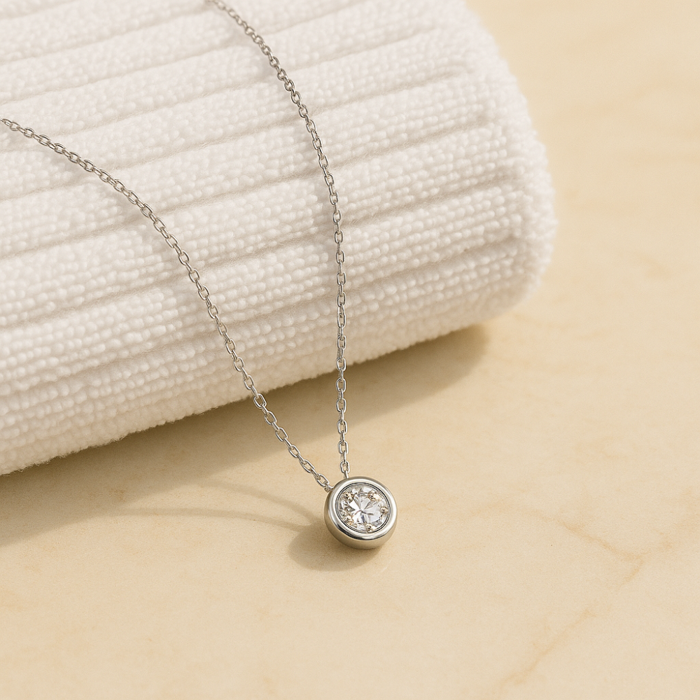 Sparkl365 Moissanite Costa Del Sol Bevel Necklace [18K White Gold over Silver S925] - Image 4