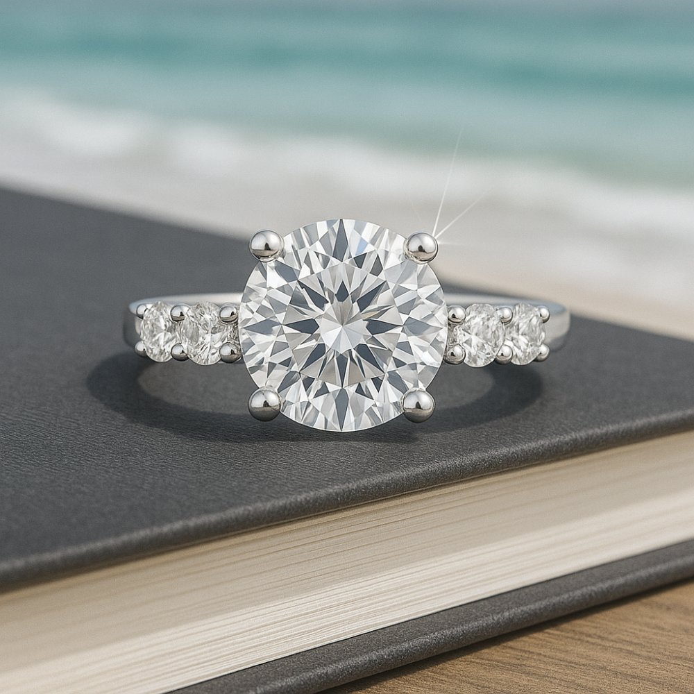 Sparkl365 Moissanite™ RIVIERA Statement Ring [18K White Gold over Silver S925] - Image 5