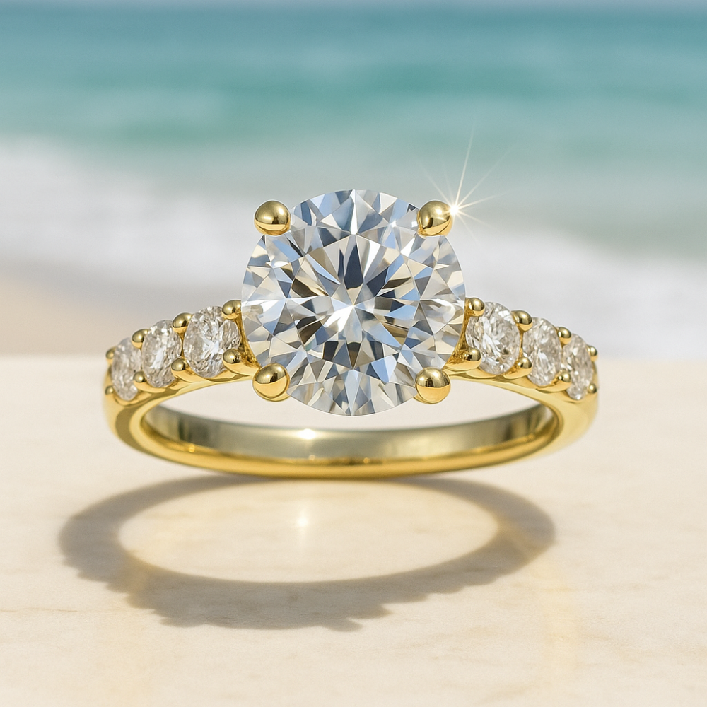 Moissanite statement ring in gold by Sparkl365 – RIVIERA